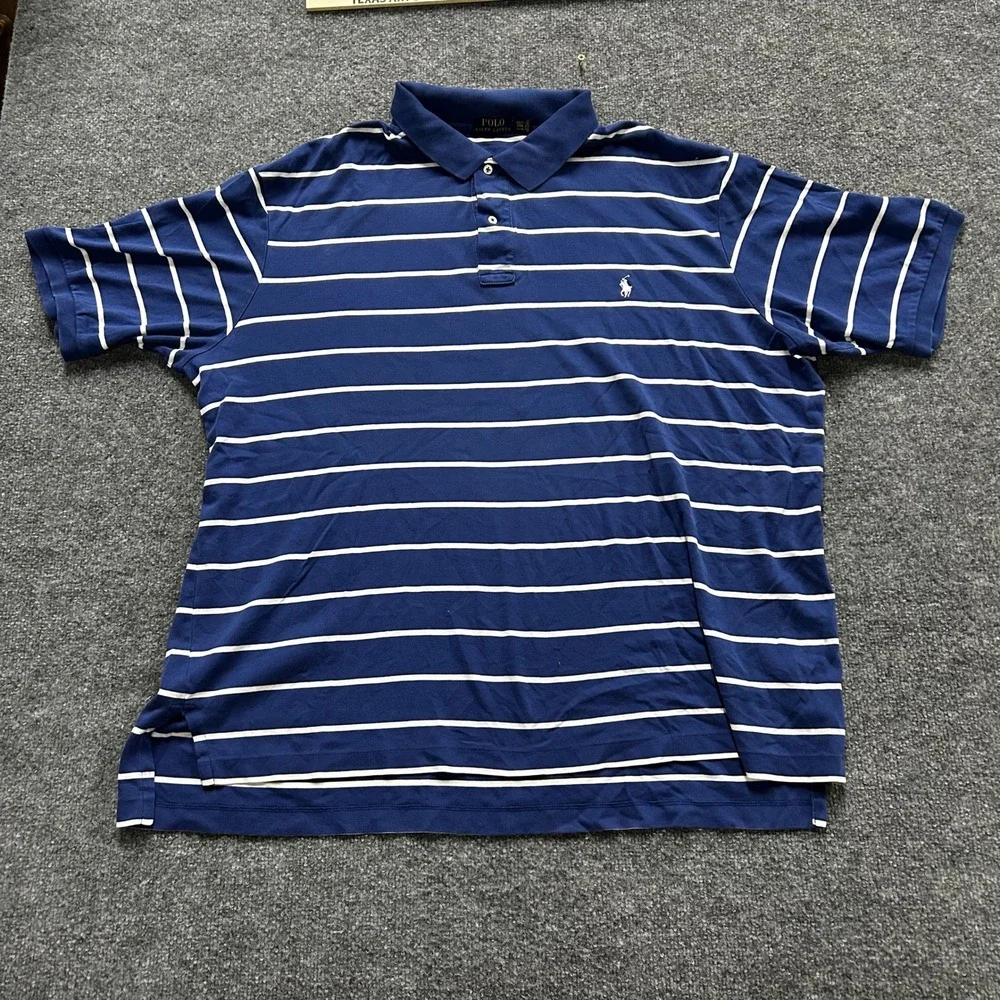 Polo Ralph Lauren Polo Mens Size 3XLT Blue Striped Short Sleeve Classic Fit